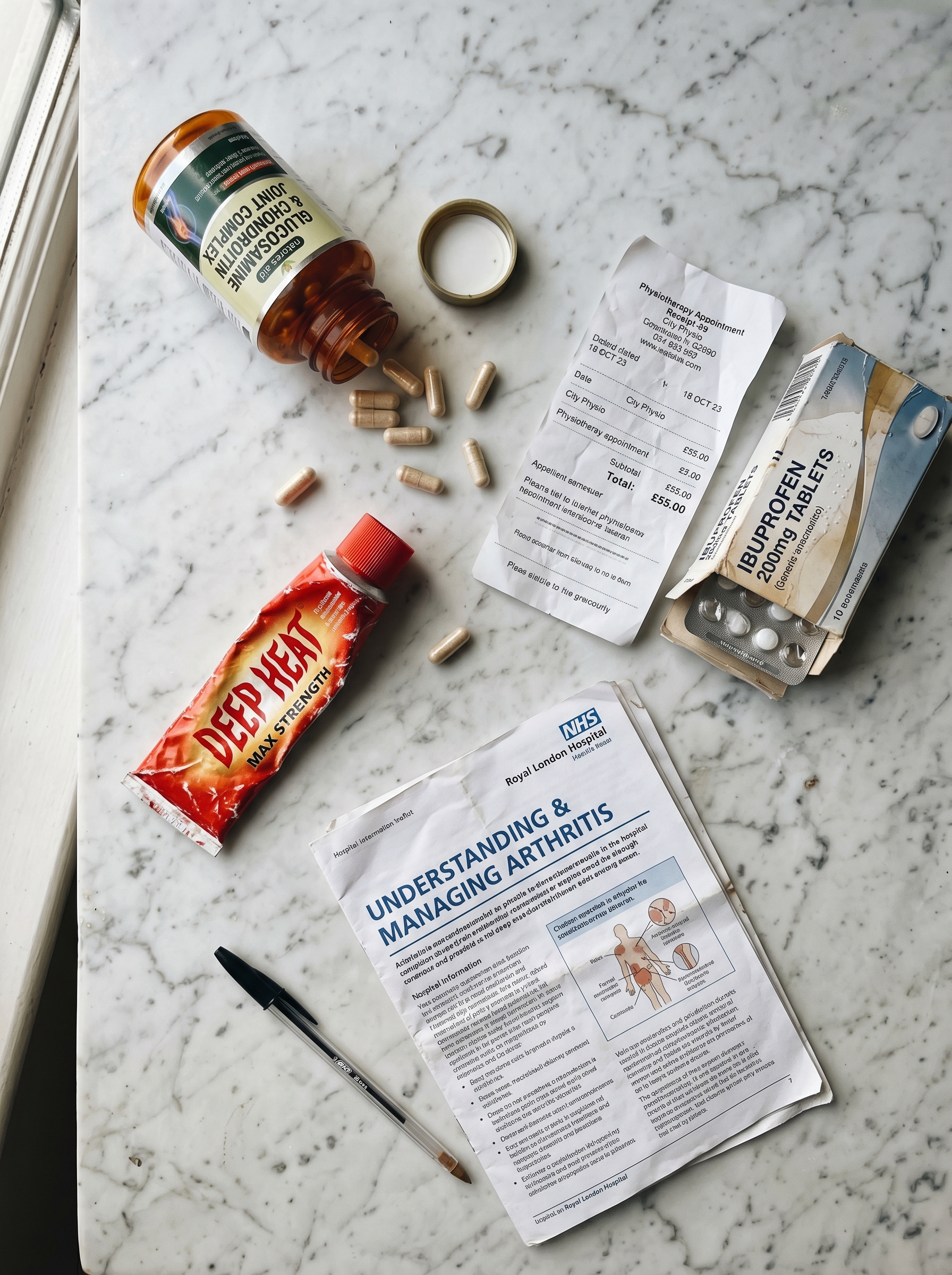Failed joint pain solutions - supplements and physiotherapy receipts