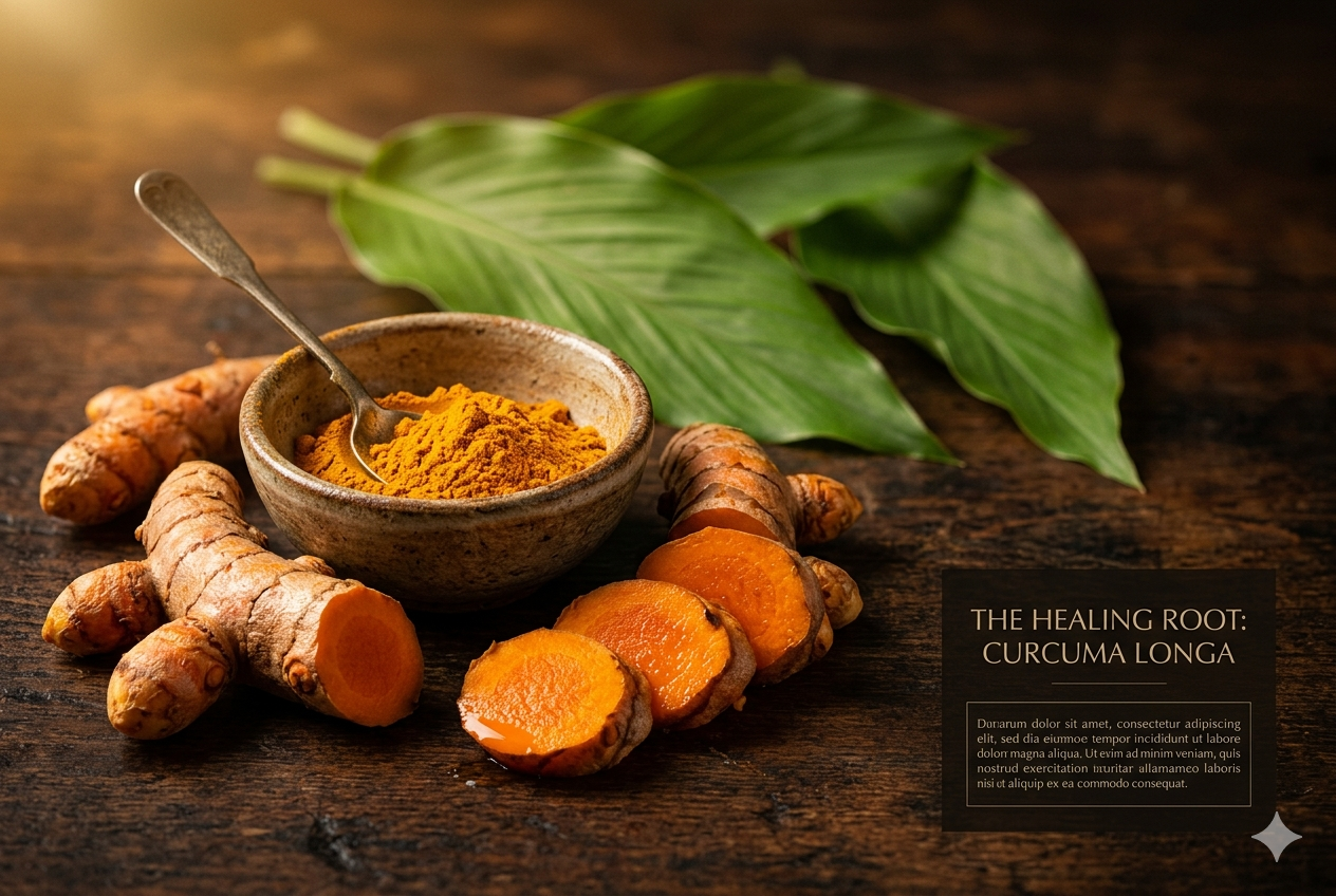 Fresh turmeric root and powder